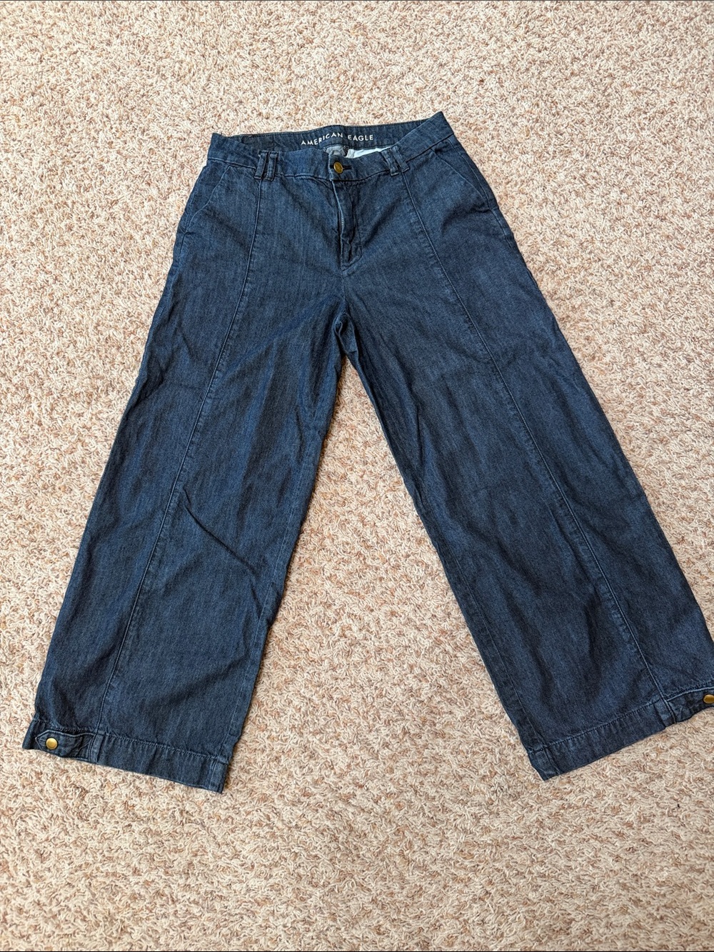 American Eagle Outfitters Dark Blue Wide Leg Denim Jeans